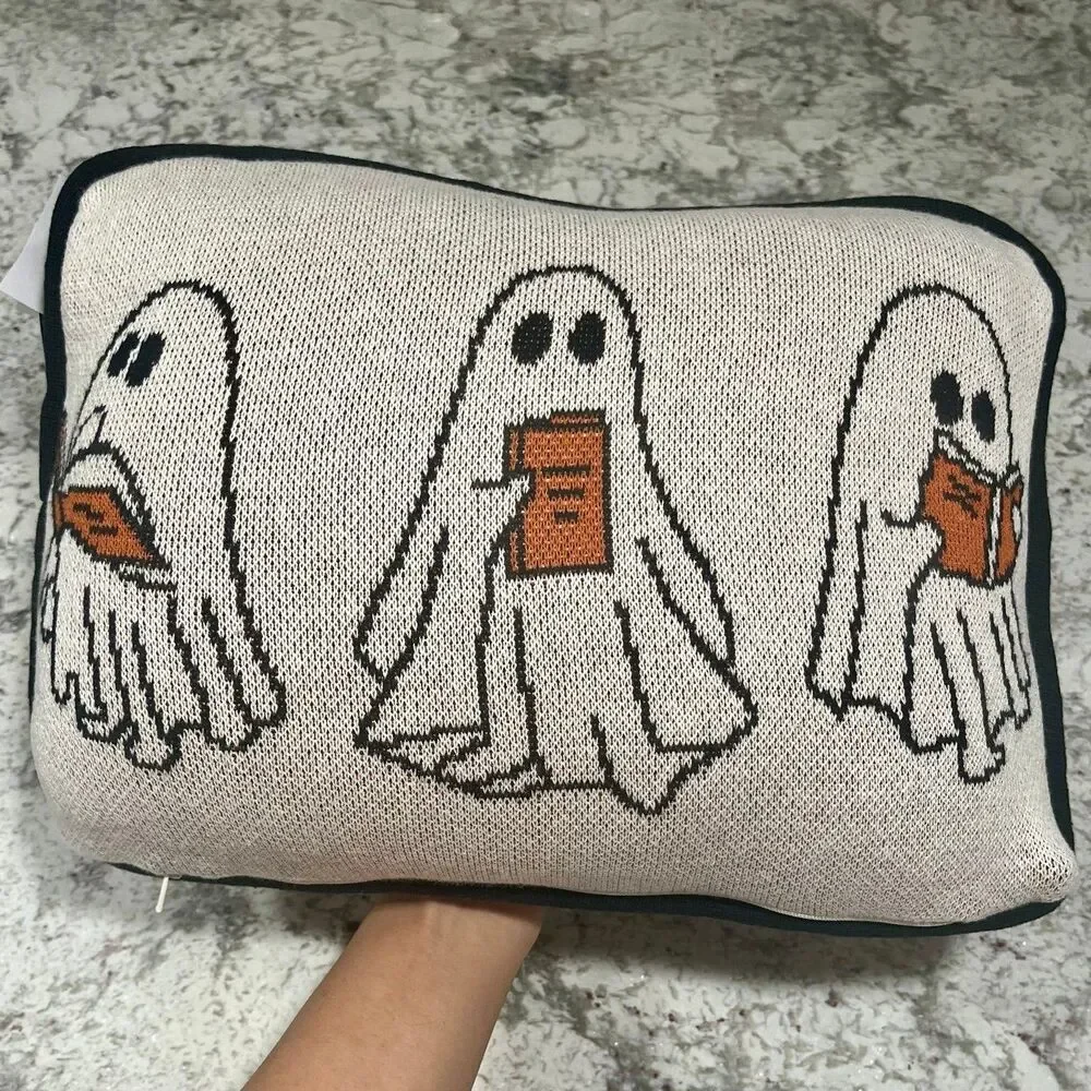 Ghoulish Halloween Viral Ghosts Reading Books Mini Double Sided Pillow